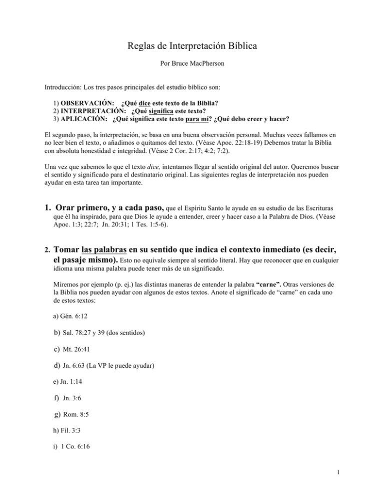 Reglas De Interpretación Bíblica