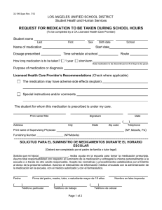 request for medication to be taken during school hours