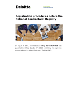 Registration procedures before the National Contractors