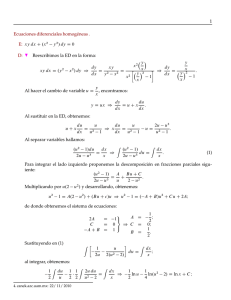 1 Ecuaciones diferenciales homogéneas . E: xy dx C .x y2/ dy D 0 D