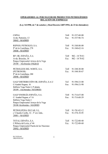 Registro de operadores al por mayor de productos petrol&iacute;feros