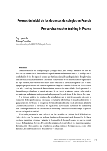 Formación inicial de los docentes de colegios en Francia Pre