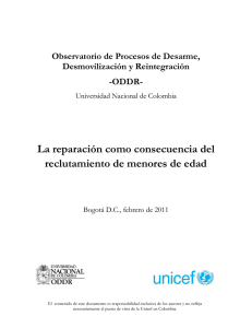 La reparación como consecuencia del reclutamiento de menores de