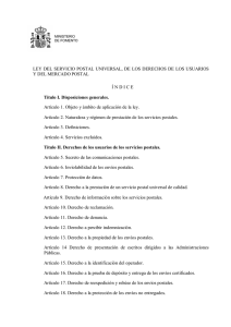 LEY DEL SERVICIO POSTAL UNIVERSAL, DE LOS DERECHOS