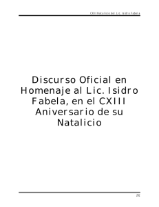 Discurso Oficial en Homenaje al Lic. Isidro Fabela, en el CXIII
