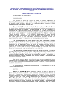 Aprueban dación en pago que efectuará el Banco Popular del