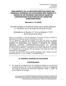 reglamento de la sección especializada del tribunal supremo de