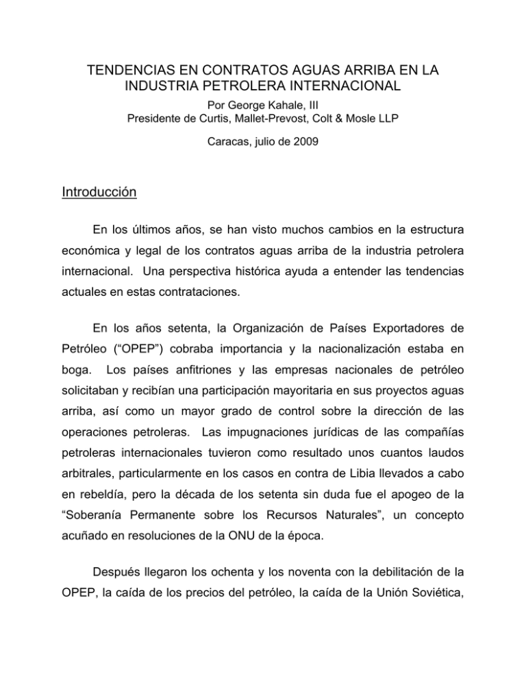 TENDENCIAS EN CONTRATOS AGUAS ARRIBA EN LA