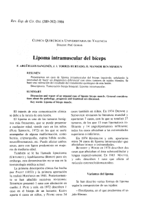 Lipoma intramuscular del bíceps - Revista Cirugía Osteoarticular