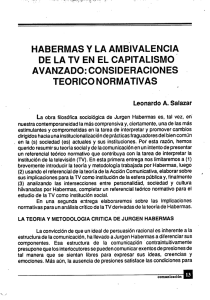 HABERMAS Y LA AMBIVALENCIA DE LA TV EN EL CAPITALISMO