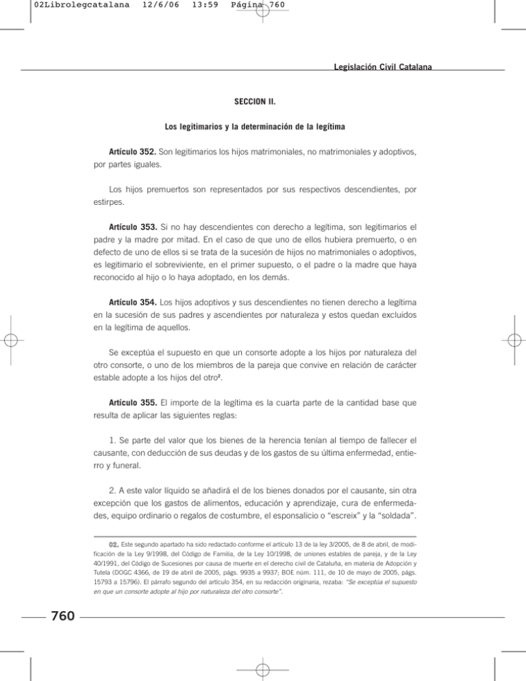 SECCION II. Los legitimarios y la determinación de la legítima
