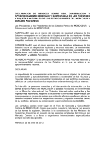 DECLARACION DE MENDOZA SOBRE USO, CONSERVACION Y