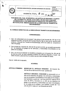 Acuerdo 009 de 2016 - Dirección de Tránsito de Bucaramanga