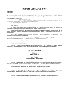 Ley de extranjería Decreto Legislativo N° 703