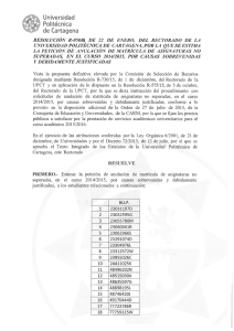 Resolución Estimación Anulación matrícula asignaturas no