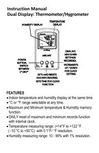 Instruction Manual Dual Display: Thermometer