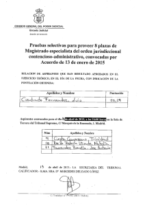 Ejercicio oral, sesión del 13 de abril de 2015 y convocados para el