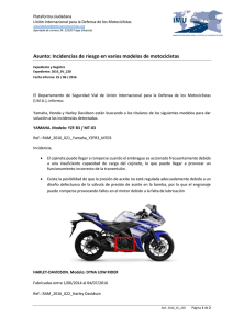 Asunto: Incidencias de riesgo en varios modelos de motocicletas