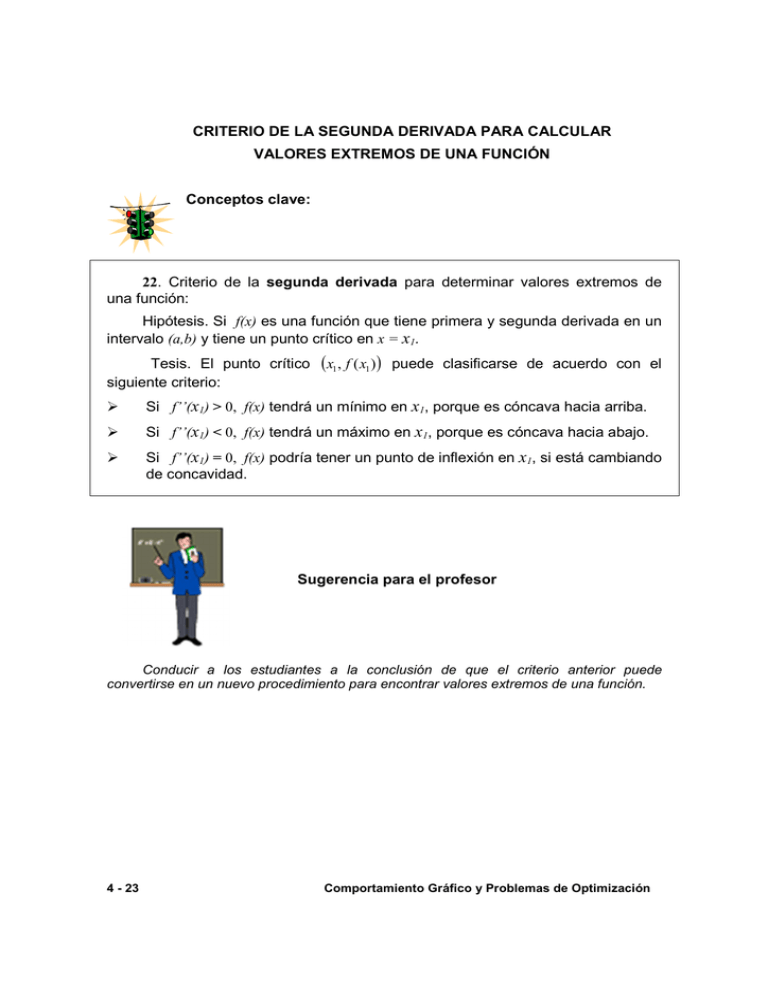 Criterio De La Segunda Derivada Para Calcular Valores Extremos De