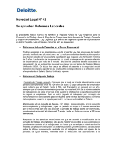Novedad Legal N° 42 Se aprueban Reformas Laborales