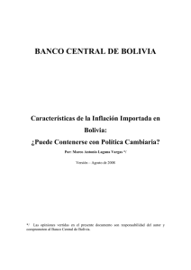 Características de la Inflación Importada en Bolivia