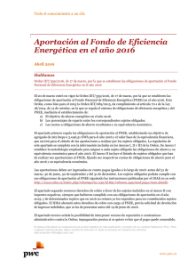 Aportación al Fondo de Eficiencia Energética en el año 2016