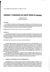 PERSONA Y CONCIENCIA EN SANTO TOMAS DE AQUINO