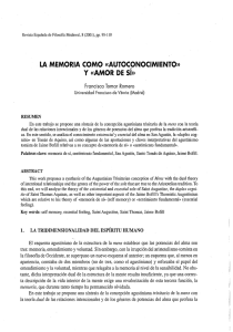 LA MEMORIA COMO «AUTOCONOCIMIENTO» Y «AMOR DE Si»