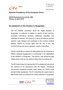 EU statement on the situation in Kyrgyzstan Spanish Presidency of