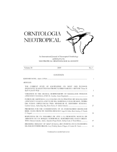 An International Journal of Neotropical Ornithology published by the