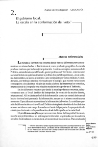 El gobierno local. La escala en la conformación del voto.