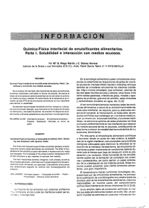 Quimica-Física interfaciai de emuisificantes alimentarios. Parte i