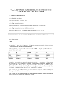 Tema 3: EL TIPO DE DATOS BOOLEANO. INSTRUCCIONES