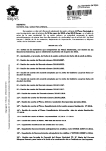 Convocatoria y orden del día de sesión ordinaria del Pleno