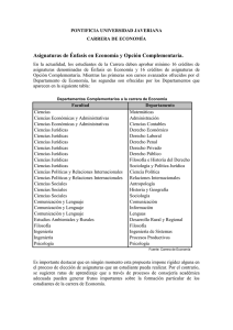 Asignaturas de Énfasis en Economía y Opción Complementaria.
