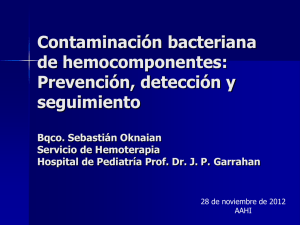 Contaminación bacteriana de hemocomponentes: Prevención