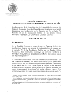 comisión permanente , acuerdo relativo a las sesiones y al orden