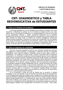 CNT: DIAGNOSTICO y TABLA REIVINDICATIVA de ESTUDIANTES