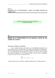 Parte 2ª: Evaluación de la Productividad, a partir del análisis