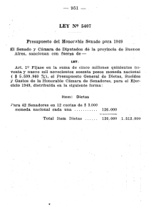 Presupuesto del Honorable Senado para. 1949 El Senado y