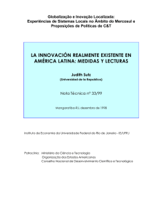 la innovación realmente existente en américa latina: medidas y