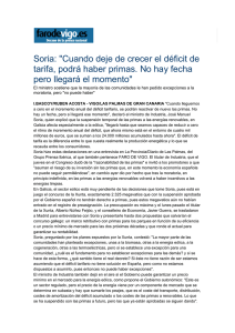 Soria: "Cuando deje de crecer el déficit de tarifa, podrá haber