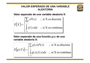 Definición de valor esperado y momento de una variable aletoria