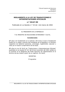 Reglamento a la ley de traducciones e interpretaciones oficiales
