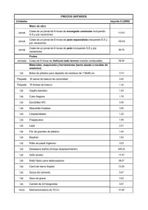 Unidades Importe € (2009) Mano de obra Jornal Coste de un jornal