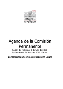 Agenda de la Comisión Permanente de la sesión del miércoles 6 de
