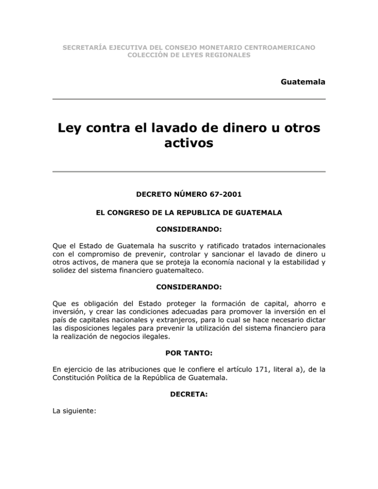 Ley contra el lavado de dinero u otros activos