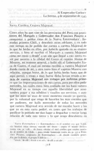 Al Emperador Carlos v La Serena, 4 de septiembre de 1545 Sacra