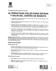 ALTERNATIVAS VIALES PARA ENTRAR Y SALIR DEL CENTRO