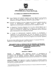 Reglamento Contratación Asesores, Secretarios Relatores